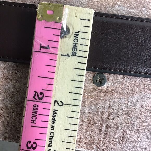 Kenneth Cole Reaction Mens XL Brown Faux Leather Adjustable Belt Polished Buckle - Picture 7 of 16